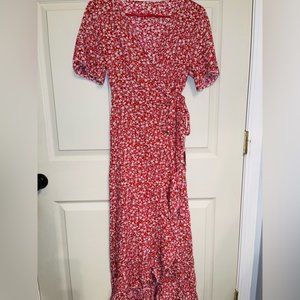 Red flowery dress size large